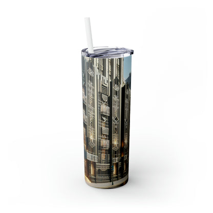 « Élégance lumineuse : une rue de ville Art déco » - The Alien Maars® Skinny Tumbler avec paille 20oz Style Art déco