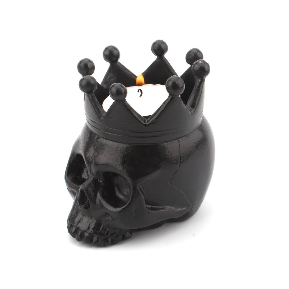 Resin Crown Skull Candle Holder Halloween Atmosphere Decoration