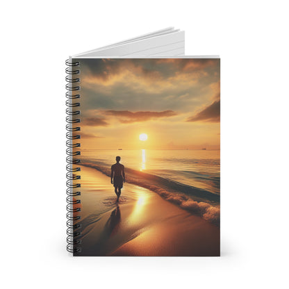 "Une promenade le long de la plage au coucher du soleil" - The Alien Spiral Notebook (Ligne Lignée) Style photoréalisme