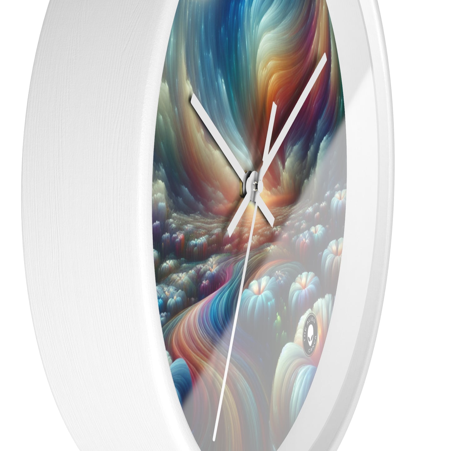 "Rainbow Sky, Moonlit Flowers" - The Alien Wall Clock