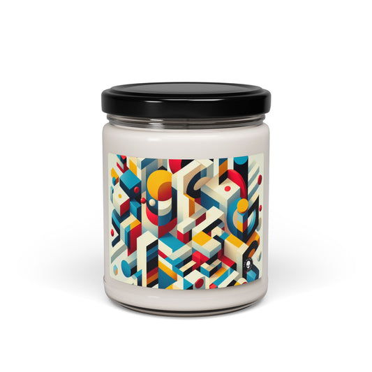 "Équilibre harmonieux : Art abstrait géométrique" - La bougie de soja parfumée Alien 9oz Abstraction géométrique