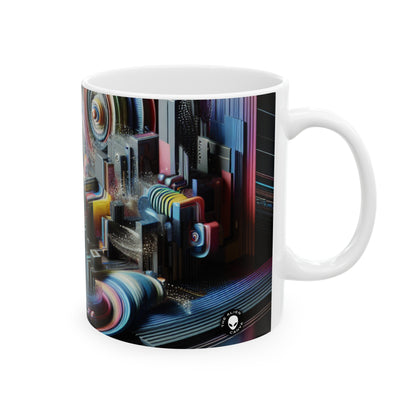 "Noches de neón: un sueño urbano futurista" - Taza de cerámica The Alien, arte digital de 11 oz