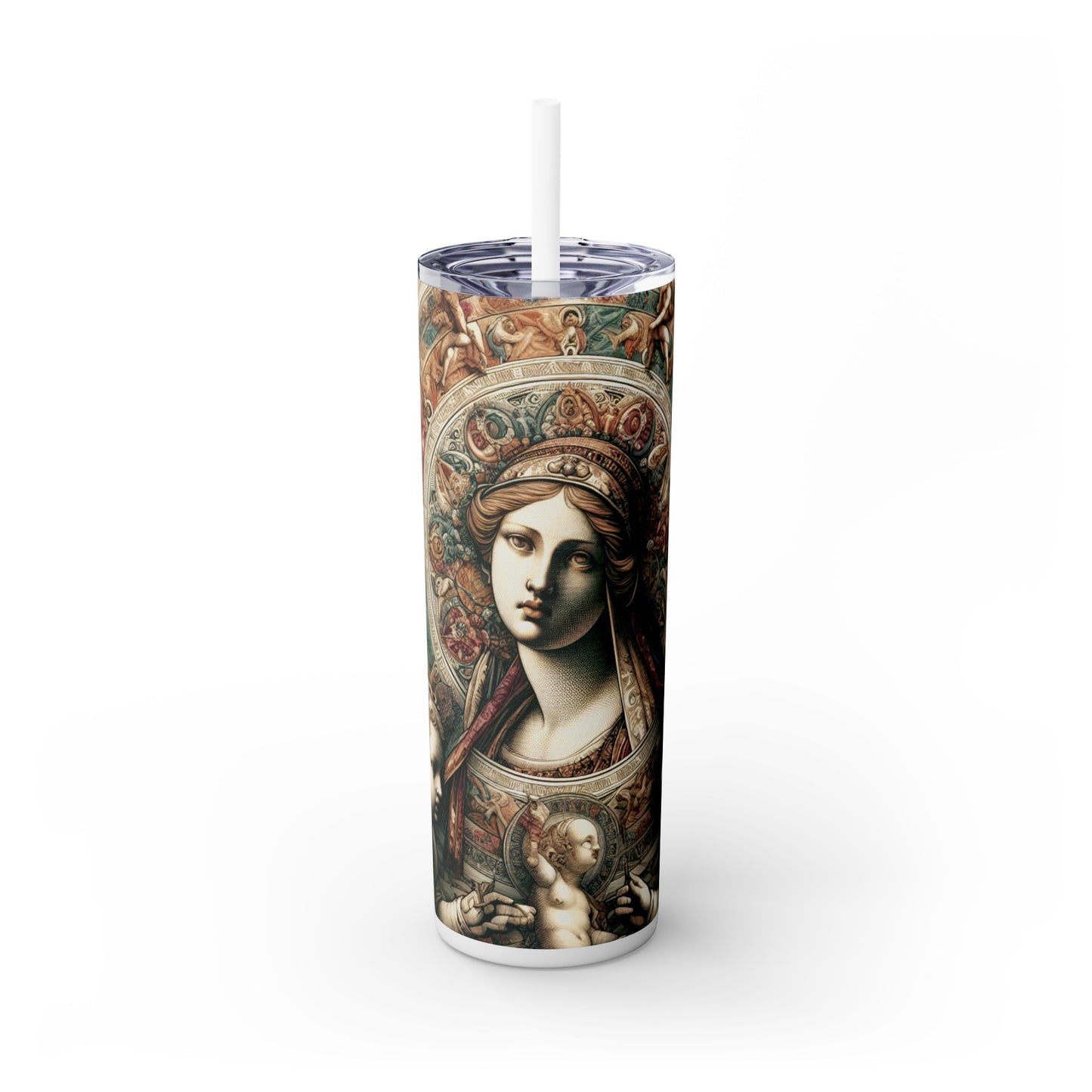 "Mystical Banquet: A Renaissance Fantasy" - The Alien Maars® Skinny Tumbler with Straw 20oz Renaissance