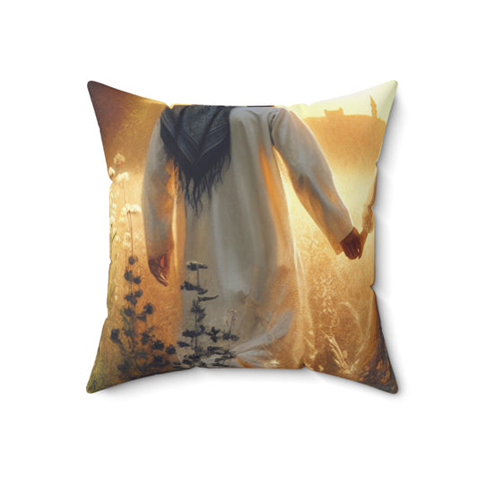 "Sweet Summer Sunset" - The Alien Spun Polyester Square Pillow Romanticism Style