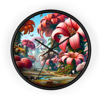 "Fanciful Garden: Big Blooms and Little Creatures" - The Alien Wall Clock