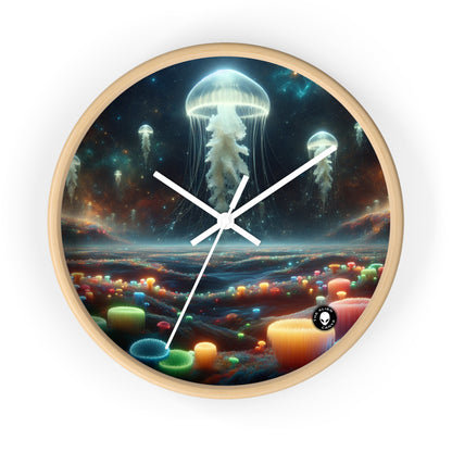 Paisaje onírico de medusas: el reloj de pared extraterrestre