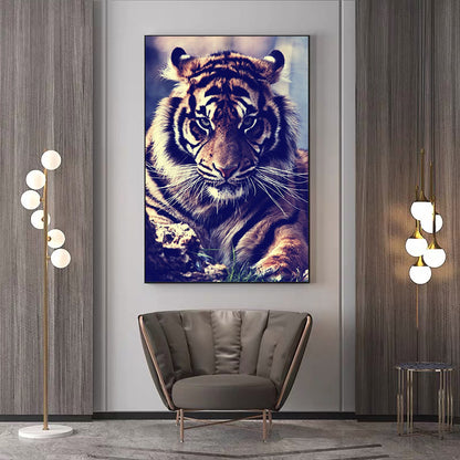 Affiche classique de tigre et toile imprimée, décor de salon sans cadre