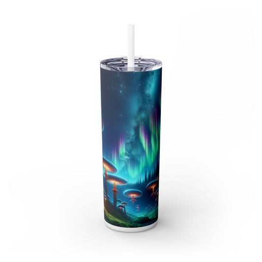 "Bosque de hongos encantado": vaso estrecho con pajita de 20 oz de Alien Maars®