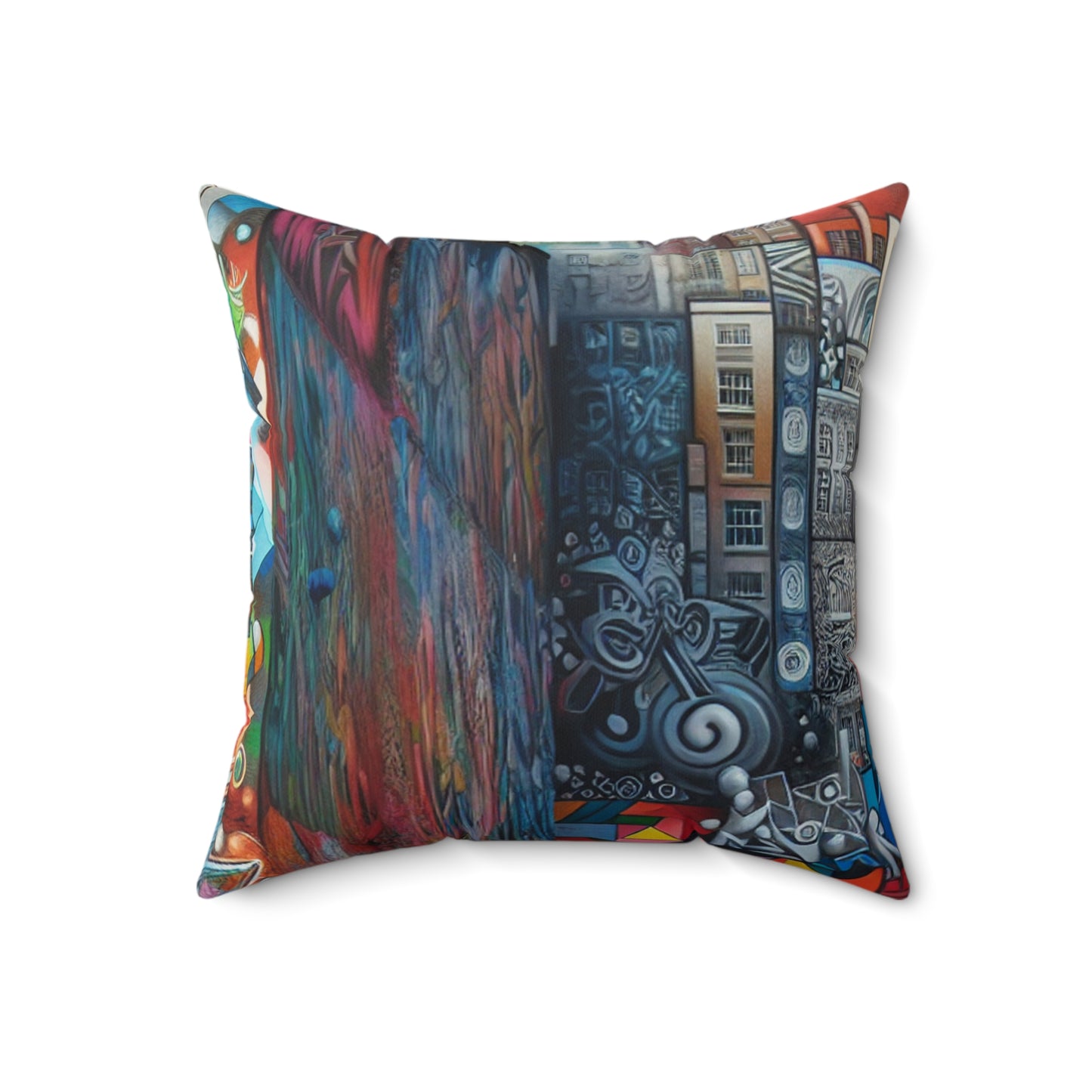 "Revolting Renaissance: A Vibrant Urban Uprising"- The Alien Spun Polyester Square Pillow Street Art / Graffiti