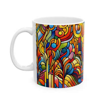 Paisajes nocturnos de neón: un paisaje urbano fauvista - La taza de cerámica alienígena 11oz Fauvismo