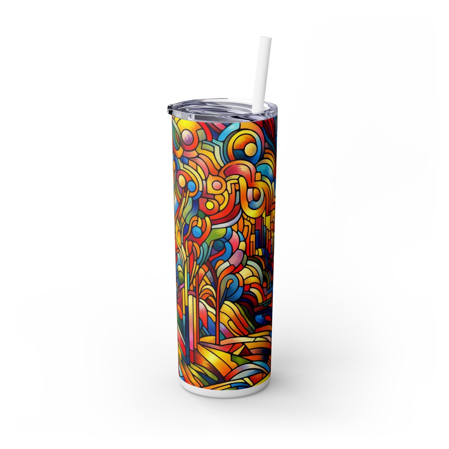 Neon Nightscapes: A Fauvism Cityscape - The Alien Maars® Skinny Tumbler with Straw 20oz Fauvism