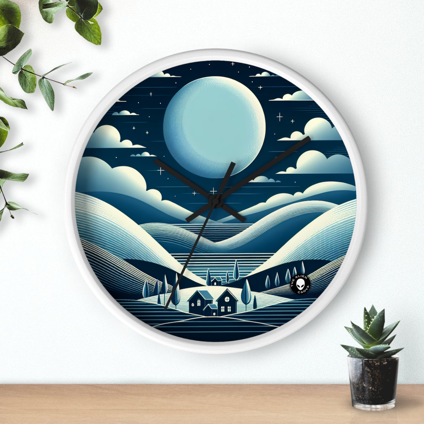 "Moonlit Haven" - The Alien Wall Clock