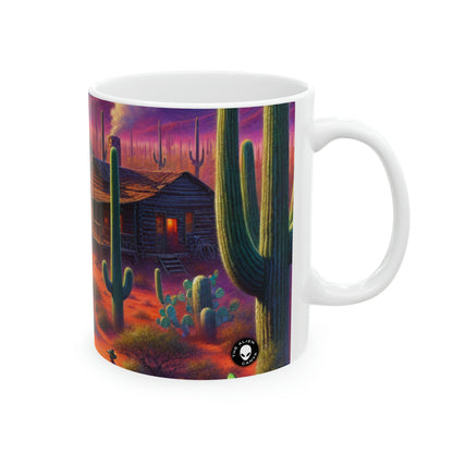 "Pluie rougeoyante : le reflet d'une ville" - La tasse en céramique Alien 11oz Réalisme