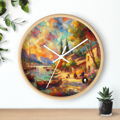 Crépuscule doré : une promenade impressionniste sereine au bord de l'eau - The Alien Wall Clock Impressionism