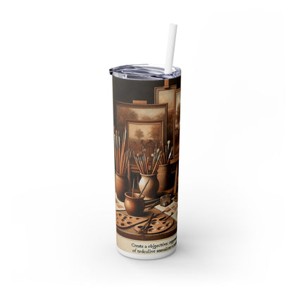 "Bountiful Harvest: Hyper-Realistic Still Life of Fresh Fruits" - The Alien Maars® Skinny Tumbler with Straw 20oz Realism