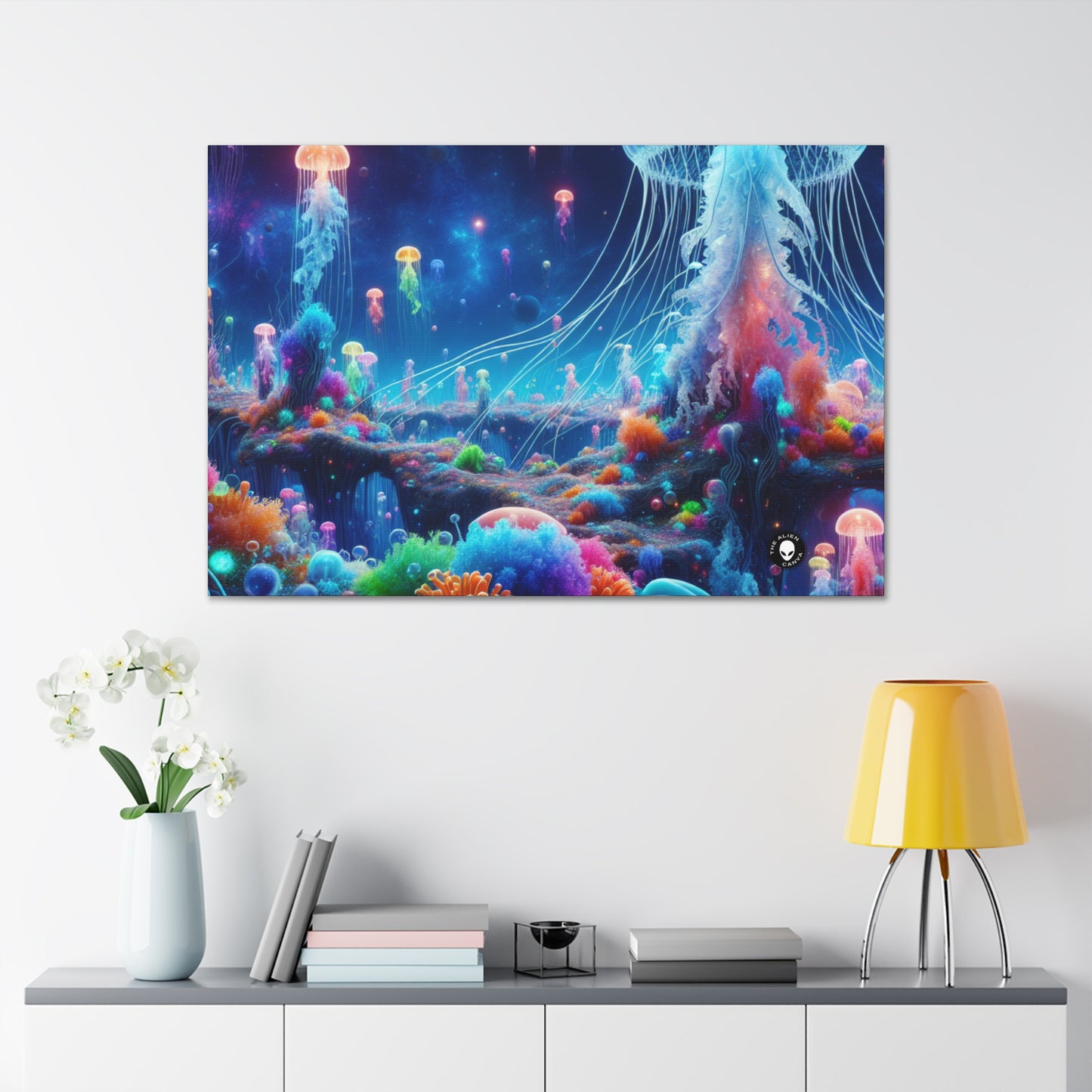 "Neon Jellyfish Fantasia: A Surreal Underwater Odyssey" - The Alien Canva