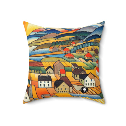 "Primal Paradise: A Vibrant Jungle Celebration"- The Alien Spun Polyester Square Pillow Primitivism