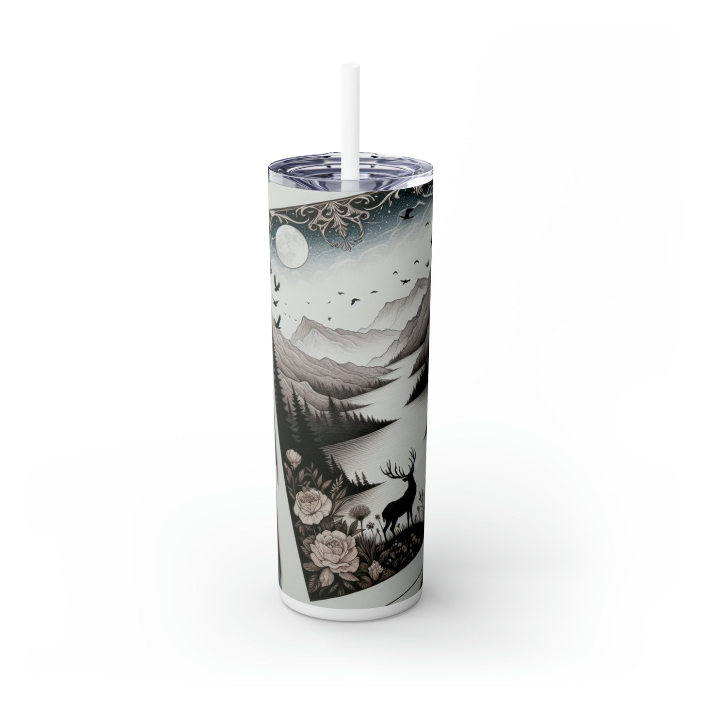 "Twilight Serenity: A Romantic Landscape" - The Alien Maars® Skinny Tumbler with Straw 20oz Romanticism