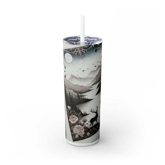 "Twilight Serenity: A Romantic Landscape" - The Alien Maars® Skinny Tumbler with Straw 20oz Romanticism