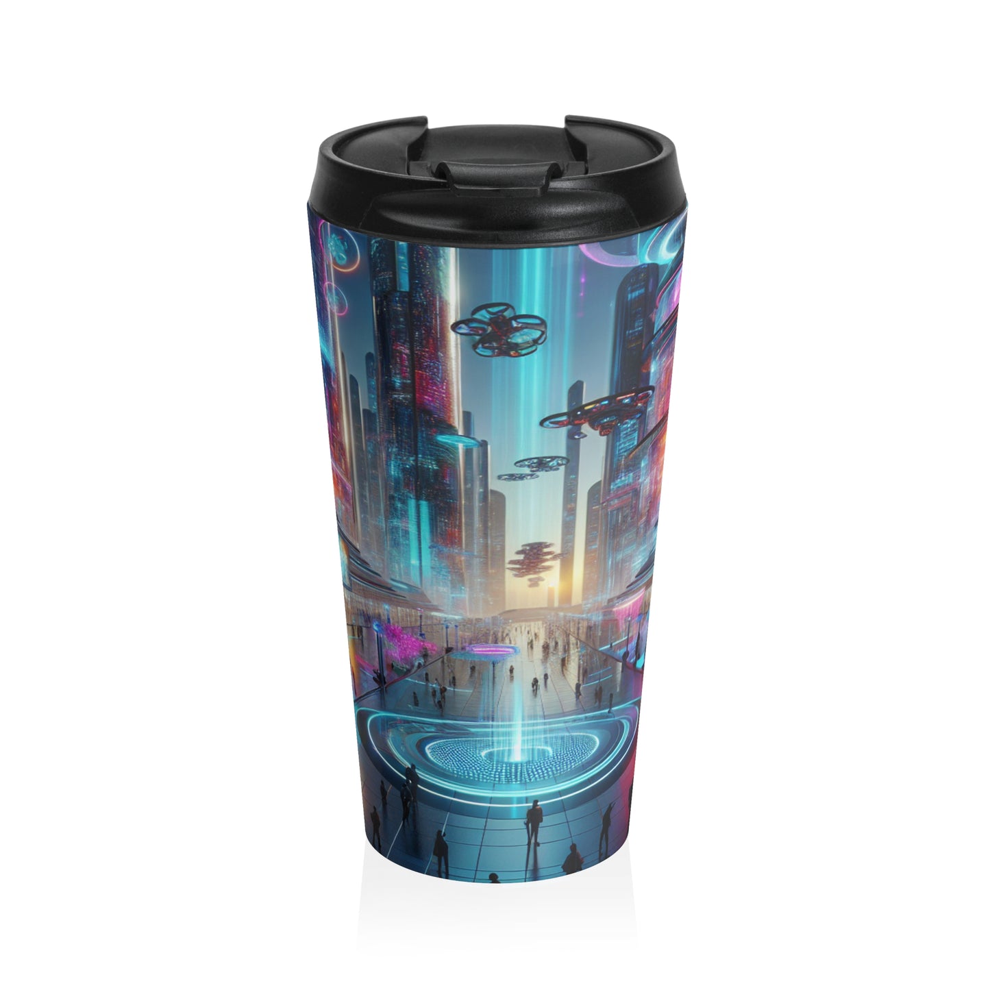 "Digital Evolution: A Technological Art Experience" - The Alien Stainless Steel Travel Mug Electronic Art