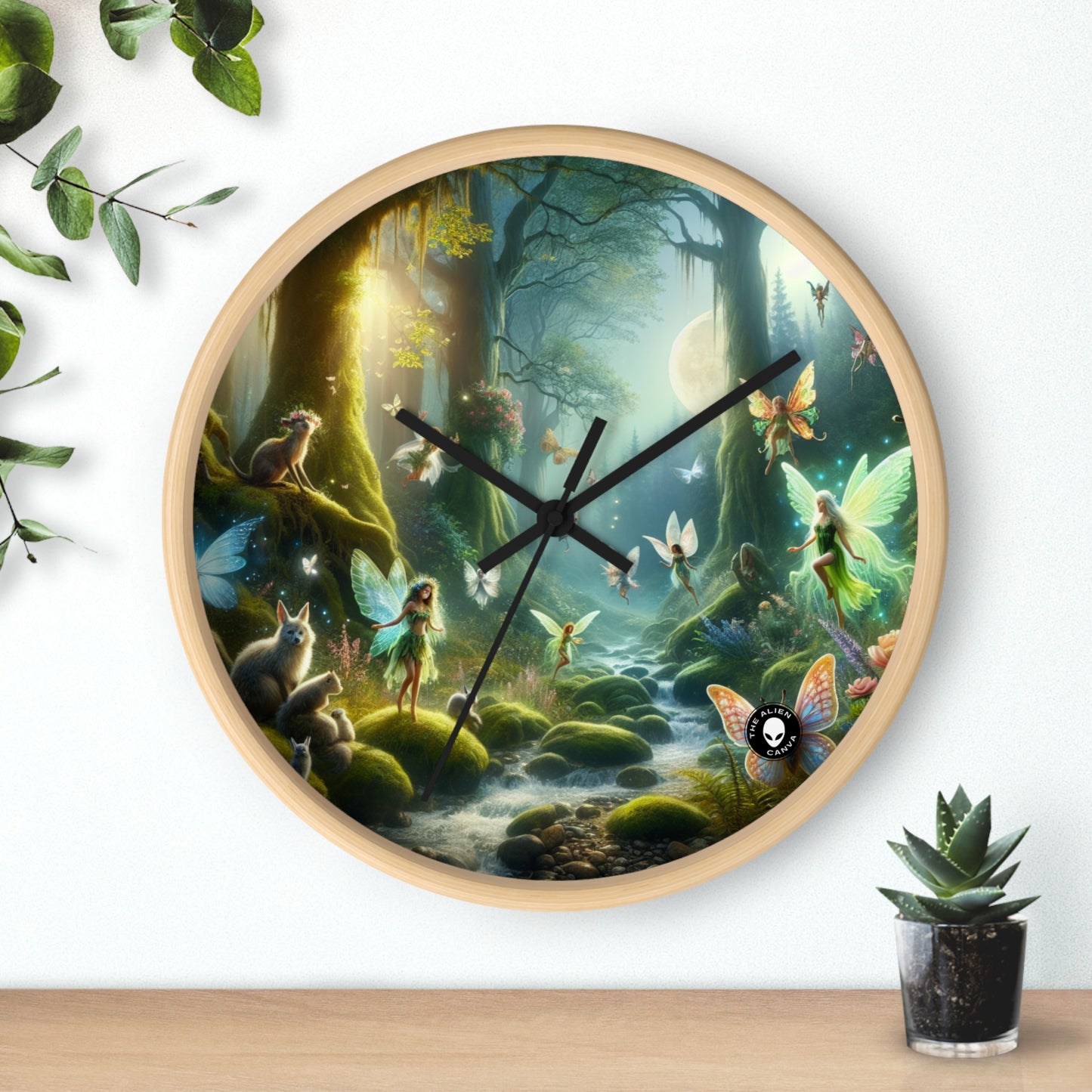 "Forêt enchantée au clair de lune" - L'horloge murale extraterrestre