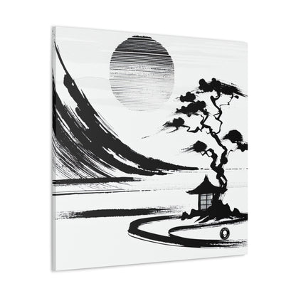 "Harmony of Wind and Water: A Zen Ink Painting" - The Alien Canva Zen Ink Painting