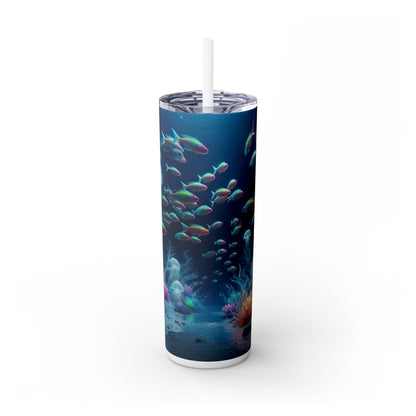 « Neon Dreams : le pays des merveilles sous-marin » - Verre fin Alien Maars® avec paille 20 oz