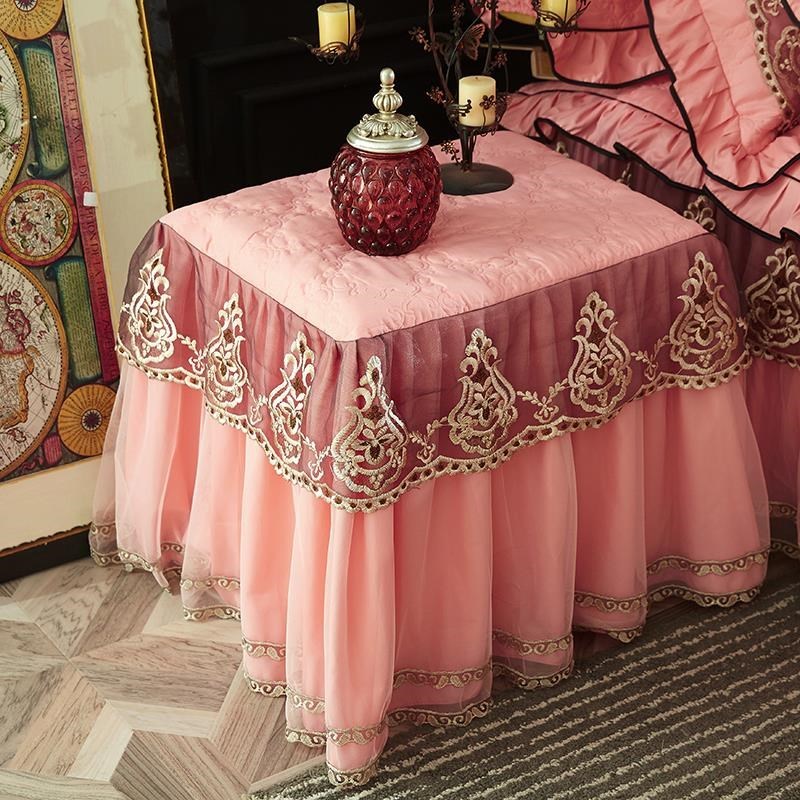 Housse en dentelle, housse anti-poussière tout compris, en tissu, serviette polyvalente pour Table de chevet, coussin de style européen