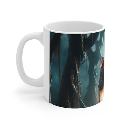 "Prêt pour la bataille dans les bois tordus" - La tasse en céramique Alien 11oz style art gothique