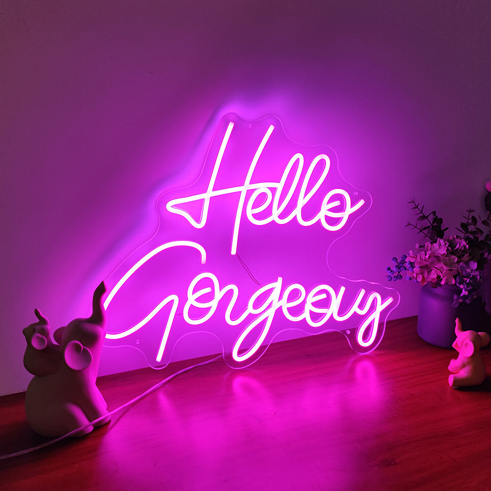 Hello Gorgeous Glowing Letter Led Neon Decorative Light