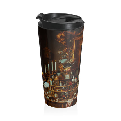 "The Vanity of Luxury: A Modernized Vanitas" - The Alien Stainless Steel Travel Mug Vanitas Painting