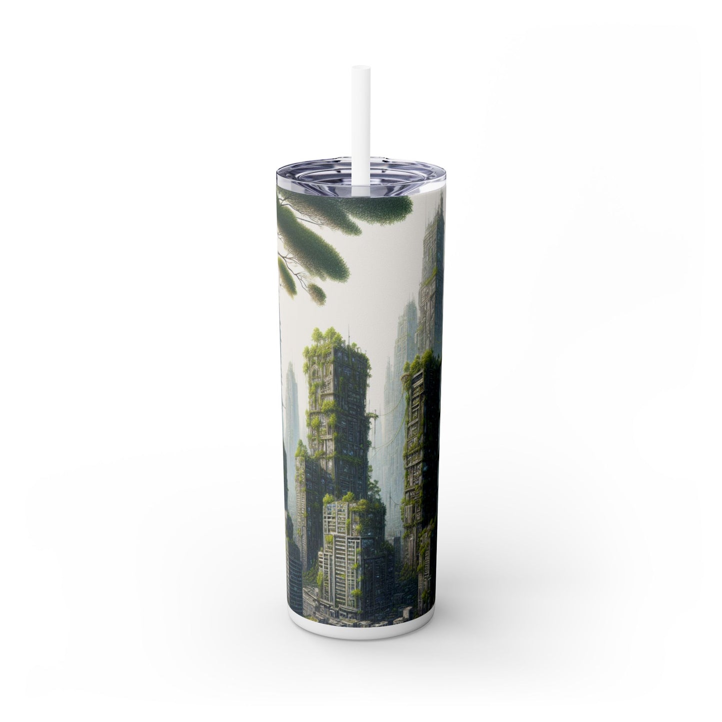 "El resurgimiento de la naturaleza: la jungla urbana" - Vaso delgado con pajita Maars® de 20 oz de Alien