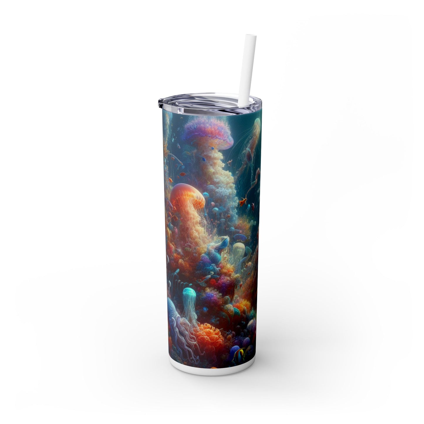 « Pays des merveilles aquatiques enchanté » - Le verre fin Alien Maars® avec paille 20 oz