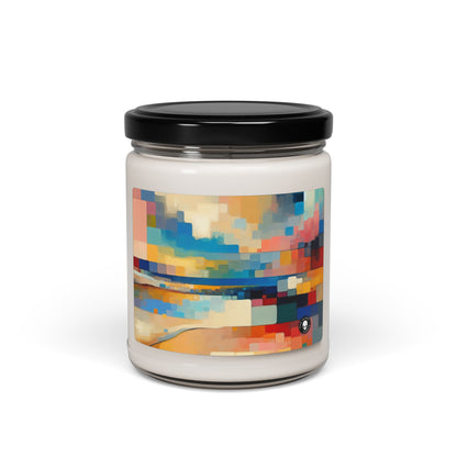 « Sunset Serenity : Peinture de champ de couleur pastel doux » - La bougie de soja parfumée Alien 9oz Peinture de champ de couleur