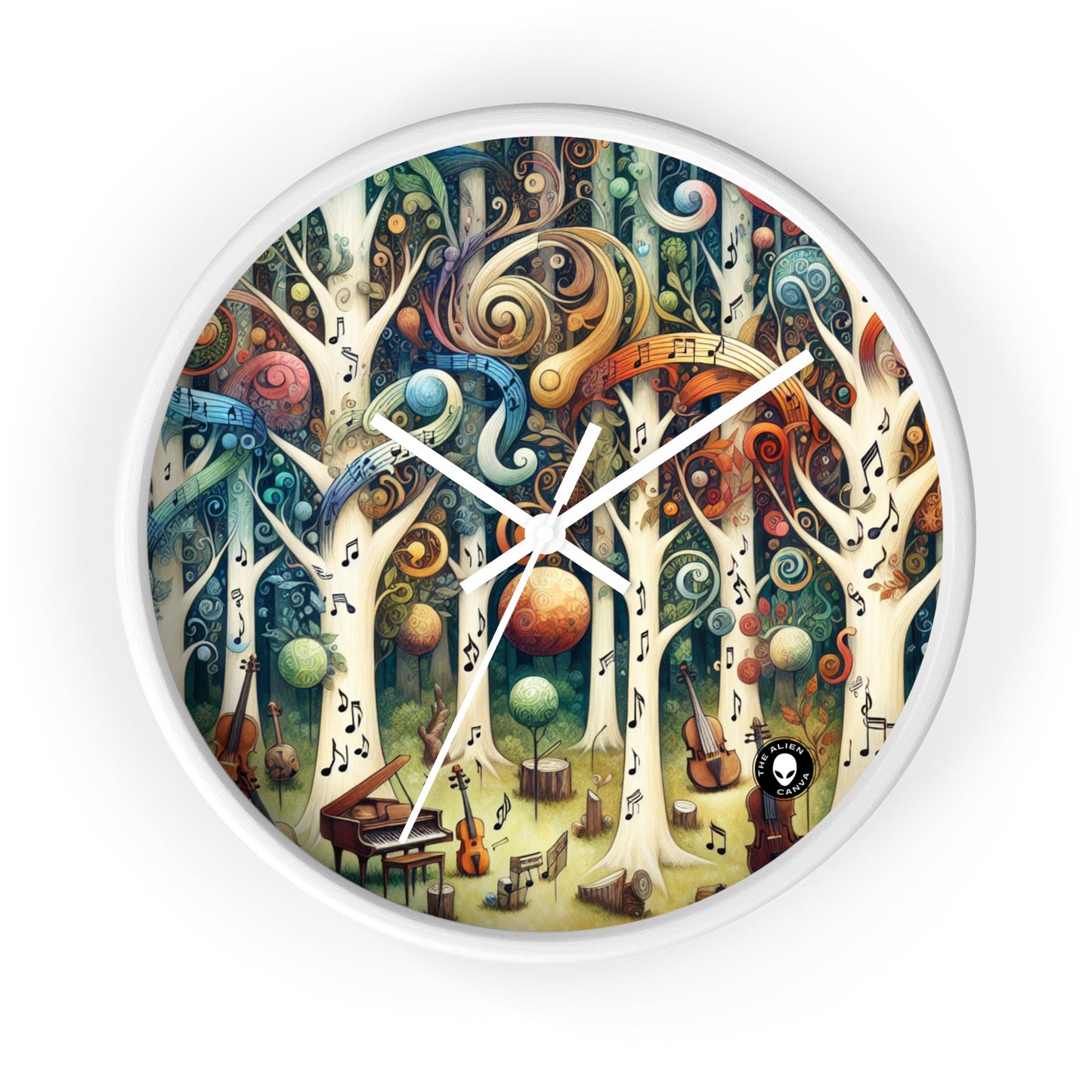 "Melodic Enchantment: The Instrumental Forest" - The Alien Wall Clock