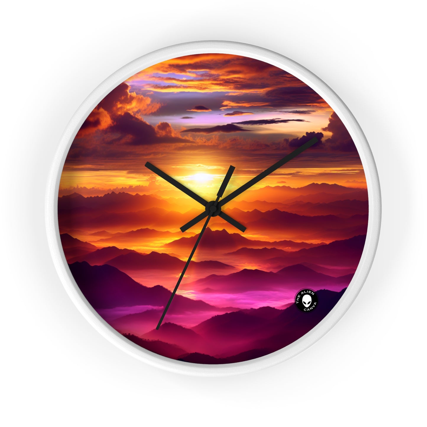 "Dawning Peaks: A Mountain Sunrise" - The Alien Wall Clock