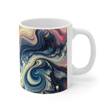 Exuberante selva tropical: Vertido de acrílico inspirado en la belleza tropical - The Alien Ceramic Mug 11oz Acrylic Pouring