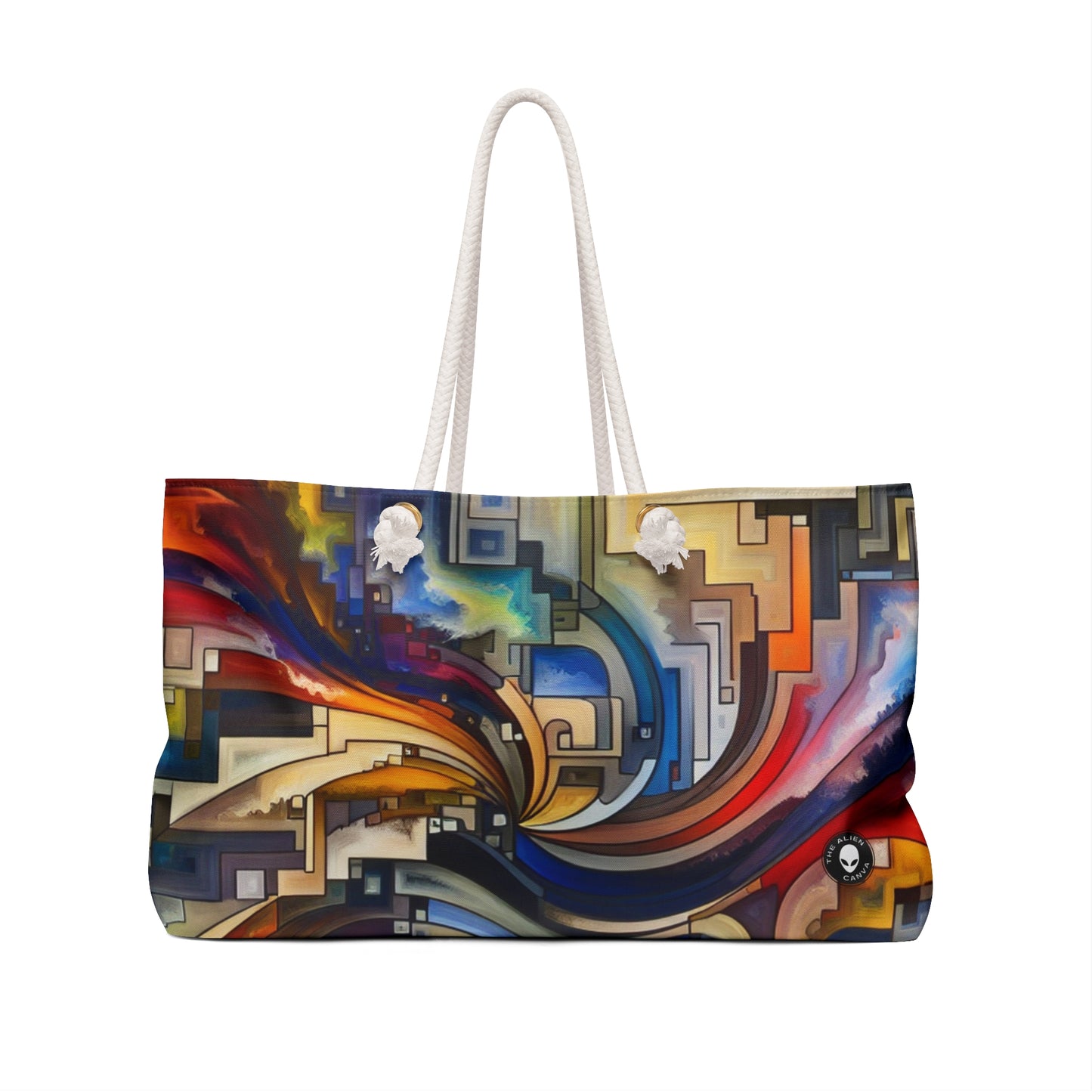 "Serene Blue: Abstract Art with Geometric Shapes" - The Alien Weekender Bag Abstract Art