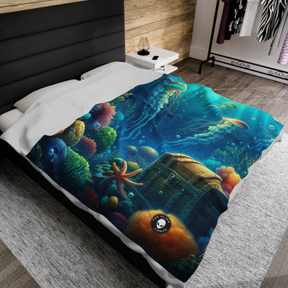 "Beneath the Waves: A Hidden Treasure" - The Alien Velveteen Plush Blanket