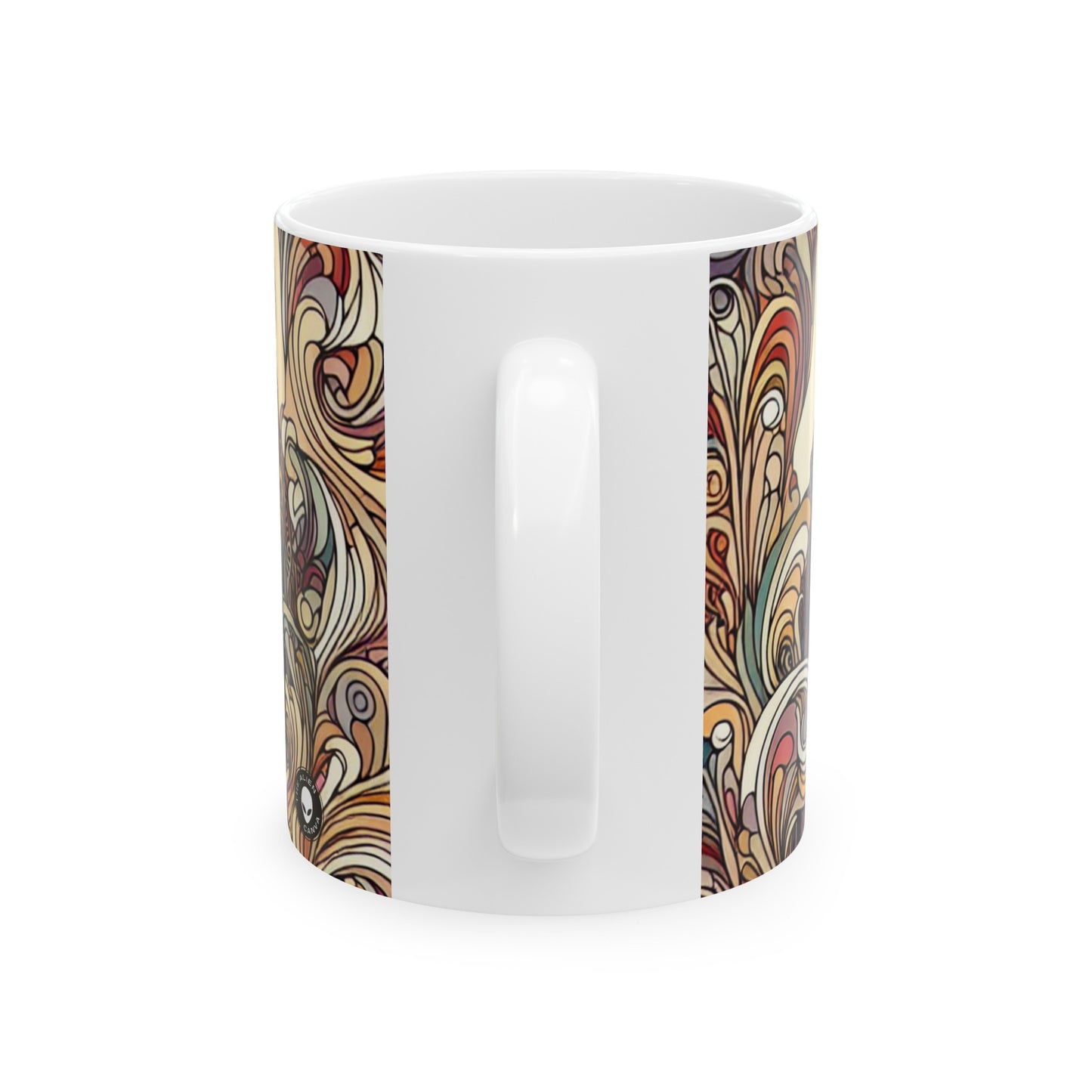 "Estaciones encantadas: Ilustración del bosque Art Nouveau" - Taza de cerámica The Alien 11oz Art Nouveau