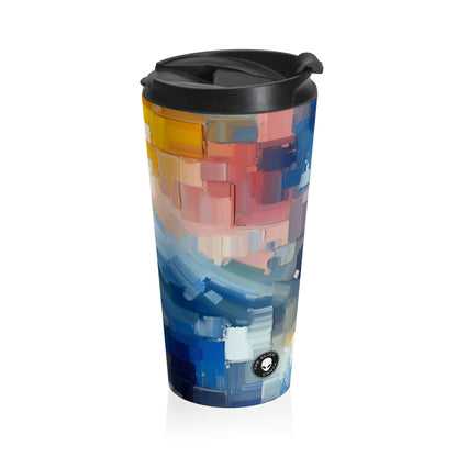 "Tranquil Sunset: A Soft Pastel Color Field Painting" - The Alien Stainless Steel Travel Mug Color Field Painting