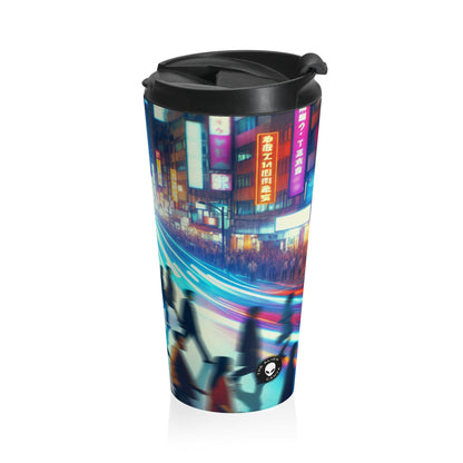 "Neon Night Street" - La tasse de voyage en acier inoxydable Alien