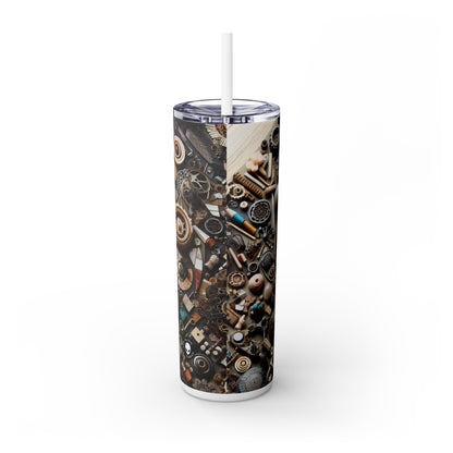 "Nature's Tapestry: Assemblage Art with Found Objects" - The Alien Maars® Skinny Tumbler with Straw 20oz Assemblage Art