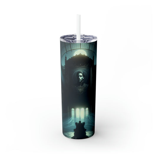 "Moonlight Shadow: A Gothic Portrait" - The Alien Maars® Skinny Tumbler with Straw 20oz Gothic Art Style