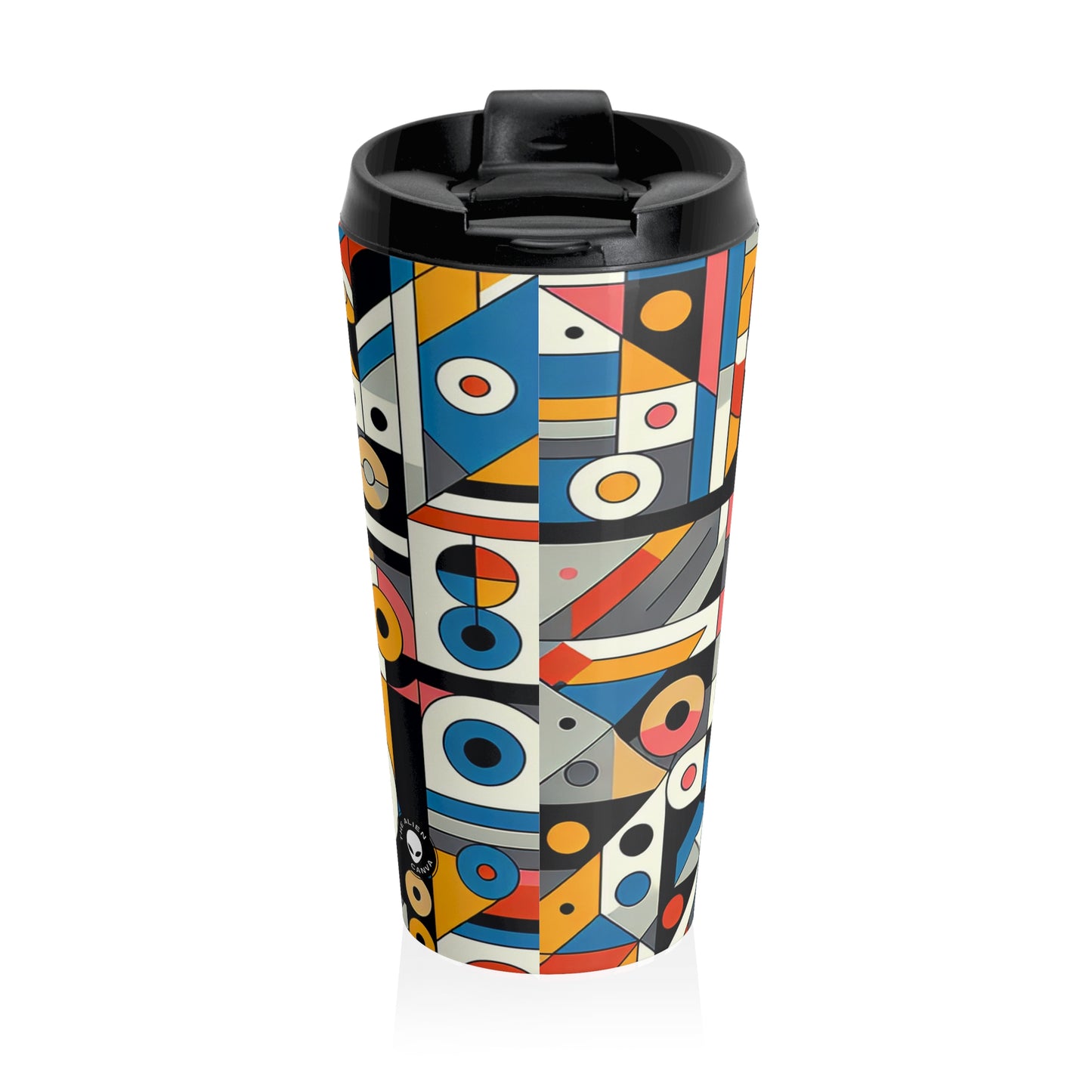 "Cityscape Ignited" - The Alien Stainless Steel Travel Mug Geometric Abstraction