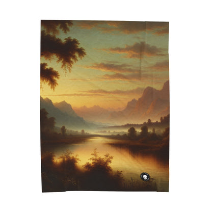 "Misty Morning: Tonalismo sereno en un lago tranquilo" - The Alien Velveteen Plush Blanket Tonalism