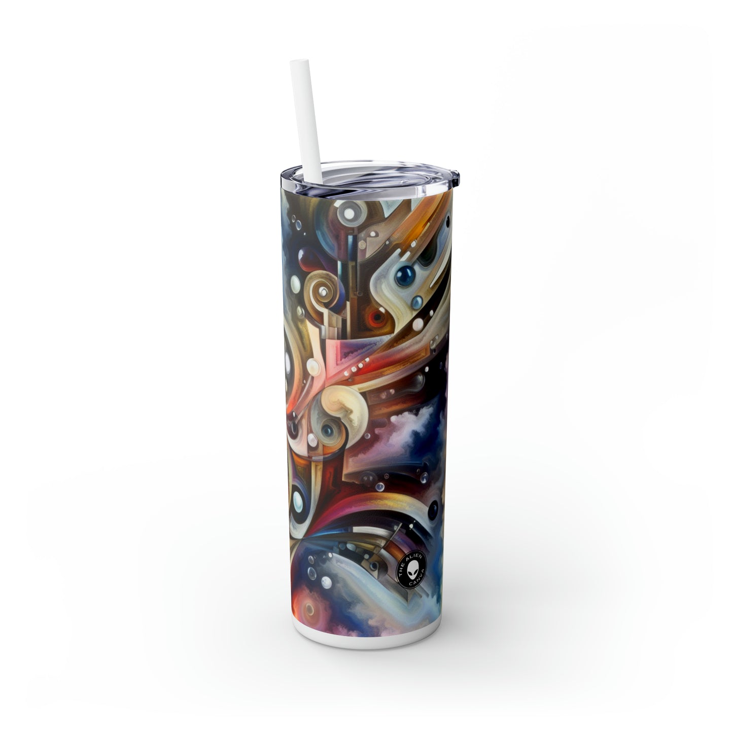 "Nature's Mechanical Symphony" - The Alien Maars® Skinny Tumbler with Straw 20oz Abstract Surrealism