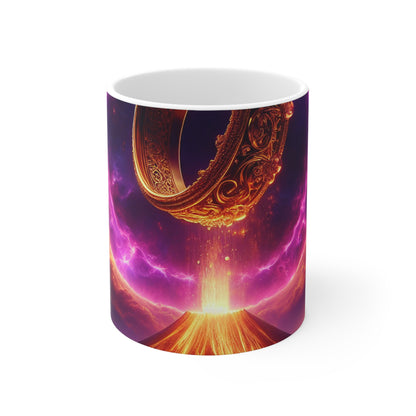 "Ring of Doom: A Surreal Descent." - The Alien Ceramic Mug 11oz