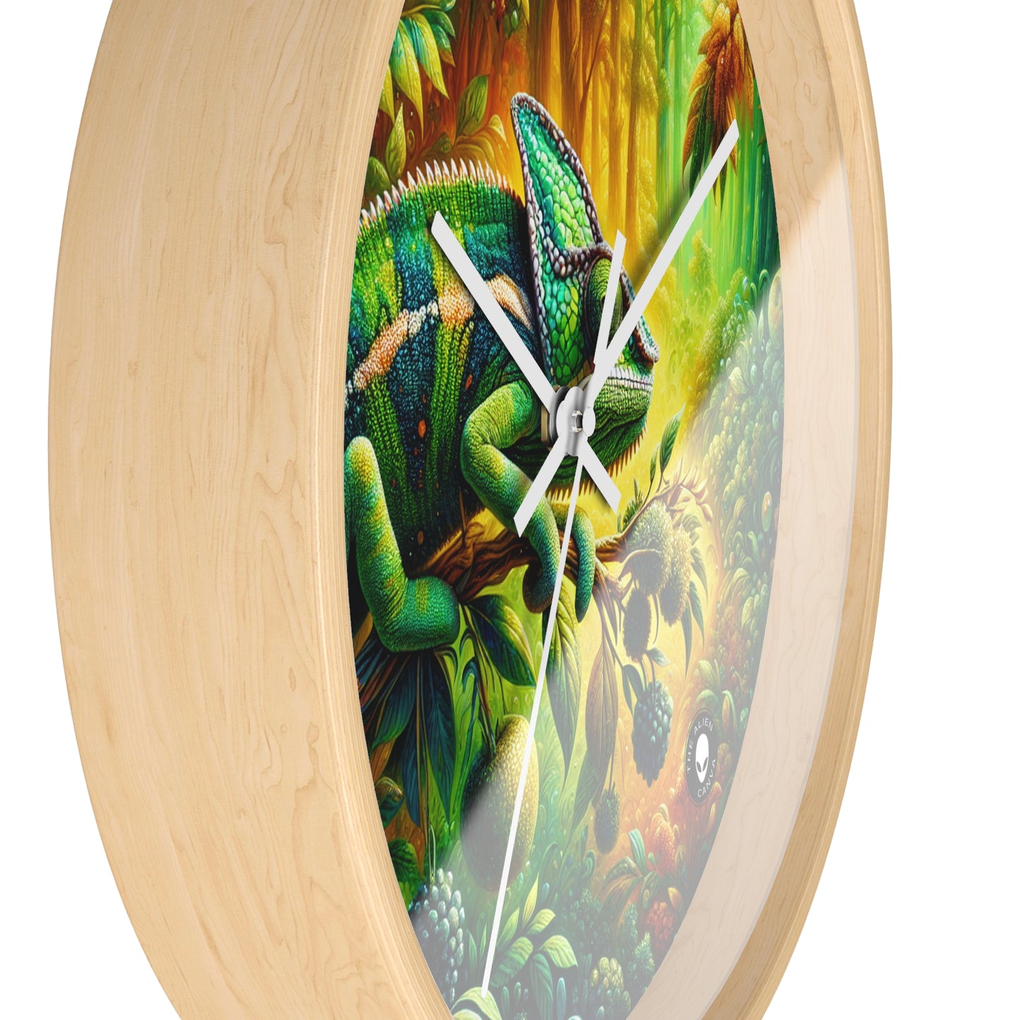 "Vibrant Woods and the Chameleon Camouflage" - The Alien Wall Clock