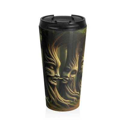 "Whispering Trees: Secrets of the Mystic Forest" - The Alien Stainless Steel Travel Mug